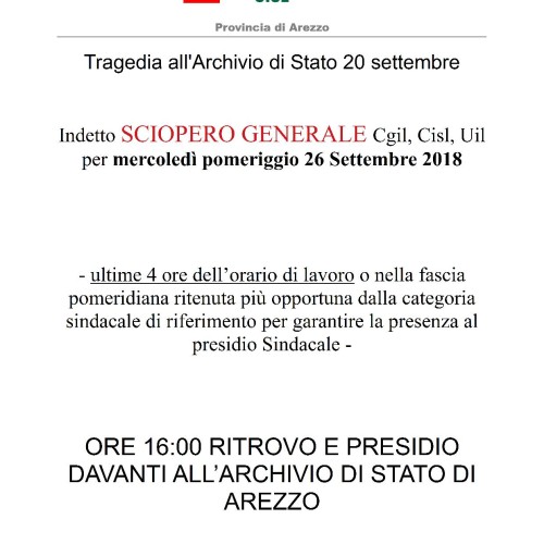 sciopero unitario 26 settembre